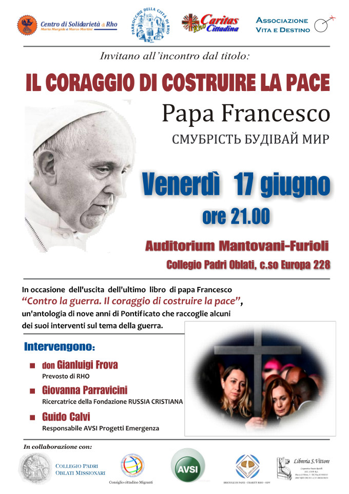 Invito alla presentazione del libro di papa Francesco “Contro la guerra. Il coraggio di costruire la pace”